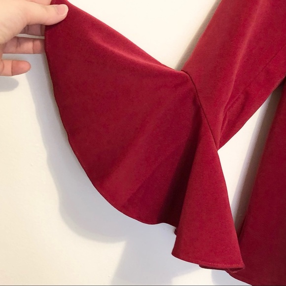 NWT English Factory Red Bell Sleeve Blouse Sz M - Picture 6 of 11